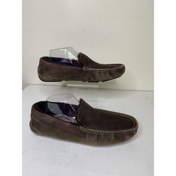 UGG Henrick Mens 9 Driving Loafer Slip On Shoes Dark Brown Suede Leather - Picture 3 of 11